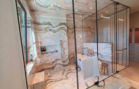 Frenum cerniera idraulica per porte in vetro con profilo in alluminio anodizzato nero